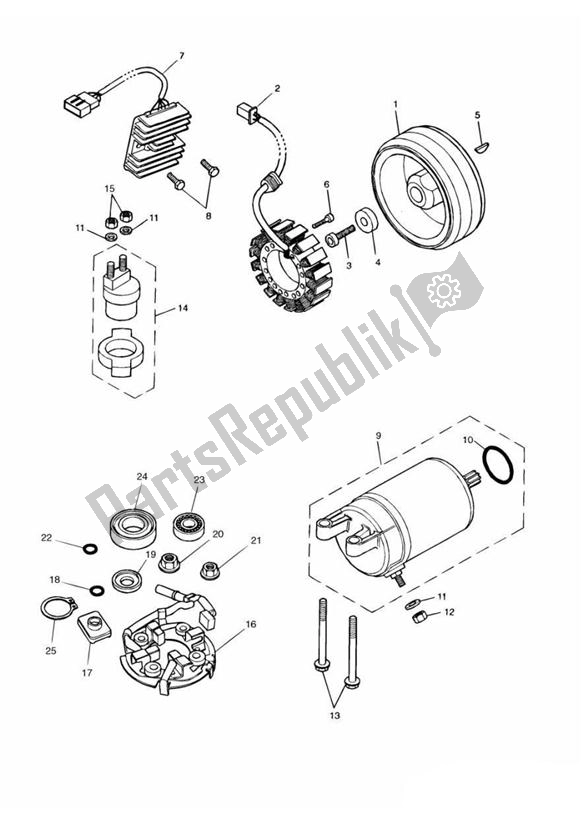 Tutte le parti per il Avviamento E Alternatore del Triumph America Carburettor 790 2002 - 2007
